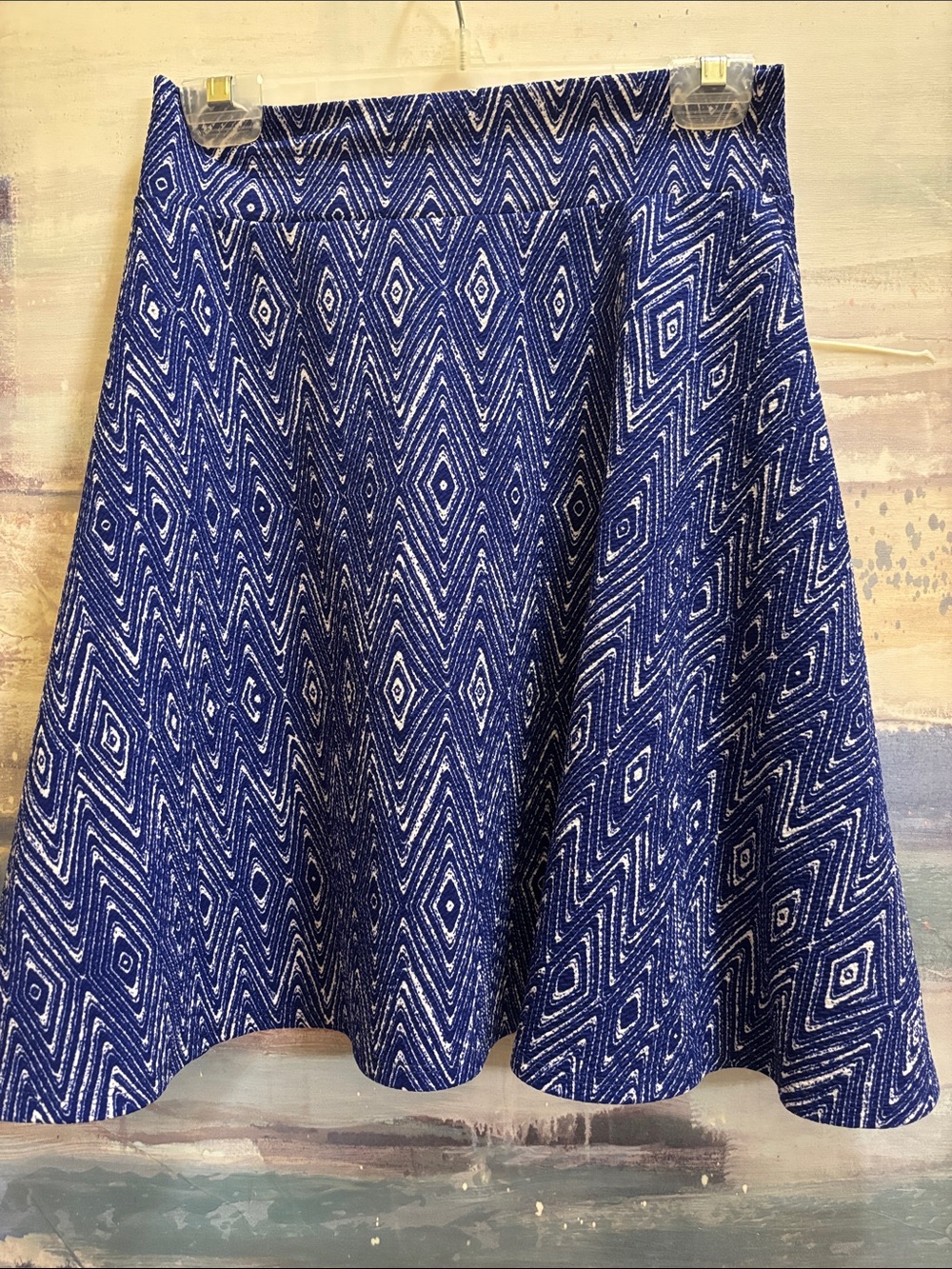 LuLaRoe Navy and White Geometric A-Line Skirt